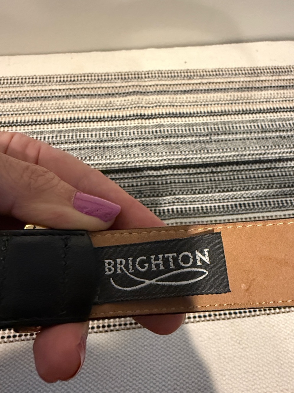 Brighton Black Leather Belt Gold Braided Buckle Size S Classic Statement Belt - Picture 5 of 11